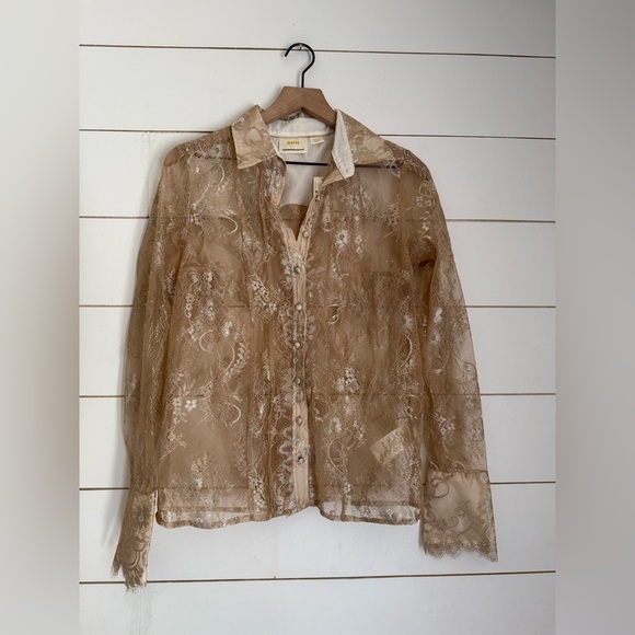NWT Maeve Anthropologie Lace Buttondown Top - Picture 1 of 6